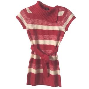 50% OFF It’s Our Time Girls Red and White Striped Belted Tunic Sweater Dress M